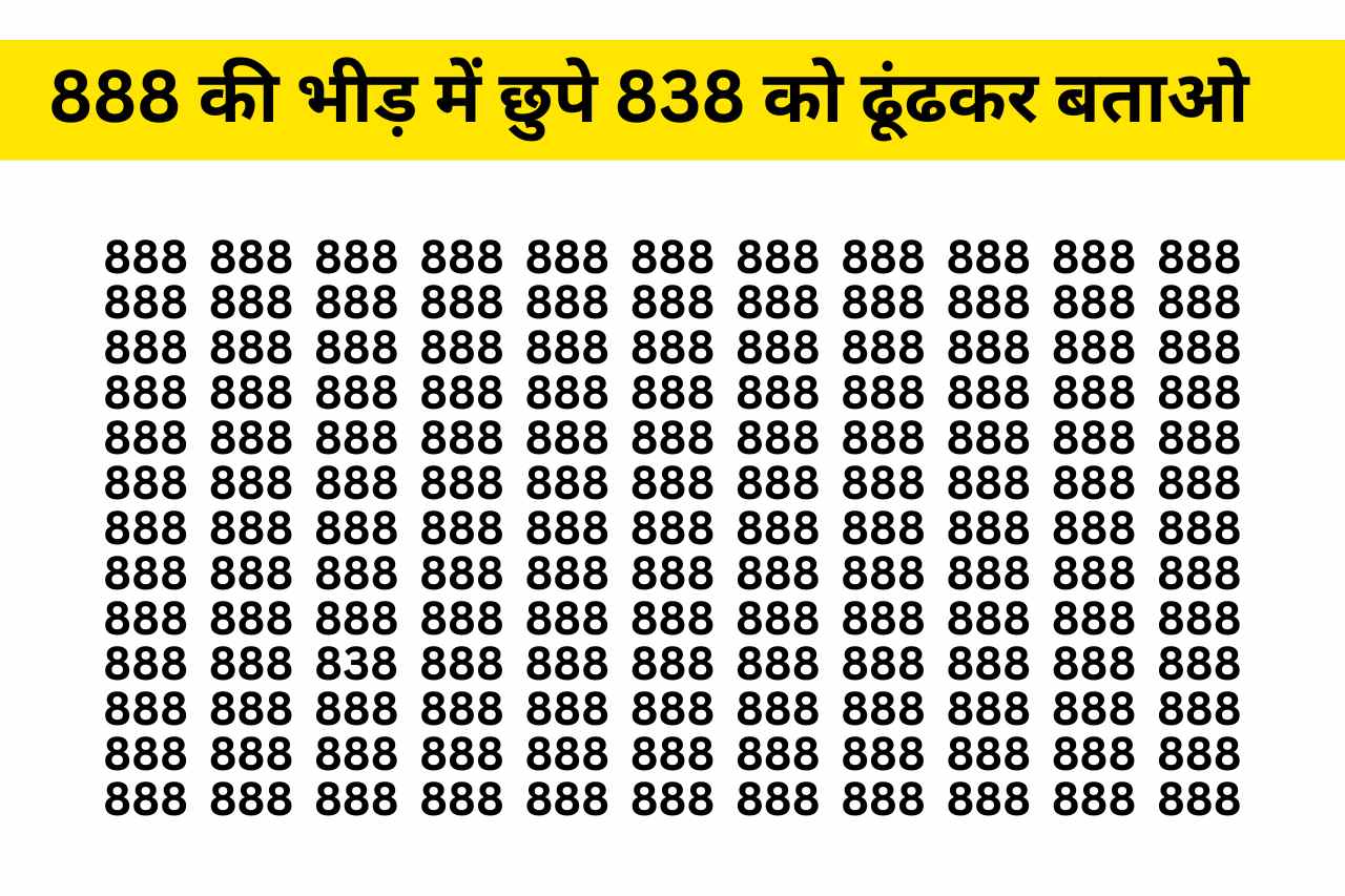 Optical Illusion Game : दम है तो 10 सेकंड में 888 के बीच छुपा 838 को ढूंढ कर दिखाओ, ढूंढ दिया तो कहलाएंगे सिकंदर, 90% लोग फेल